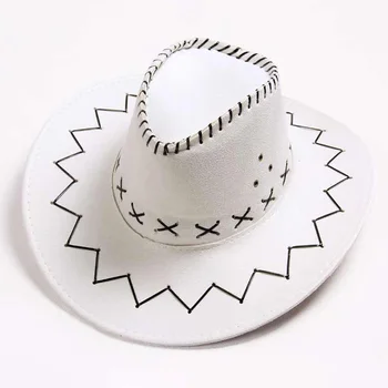 Vakarų kaubojaus skrybėlę vyrų, moterų fedora skrybėlę lauko platus kraštų dirbtinės odos juoda balta vasaros platus kraštų paplūdimio skrybėlę kelionės