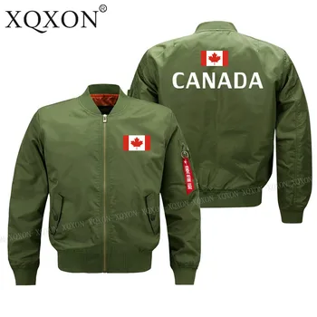 XQXON-Bombonešis Striukė Naujos Karinės Pilotas Vyras Paltai Striukės Kanados Vėliavos Dizainas Vyrų Švarkai Viršuje J171