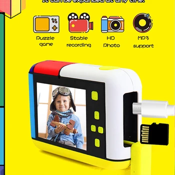 Vaikų Mini Skaitmeninis Fotoaparatas Mic 2,4 Colių IPS Ekranas, 1080P HD Kamera, Vaizdo Selfie Mini SLR Vaikų Žaislas Kamera Gimtadienio Dovana
