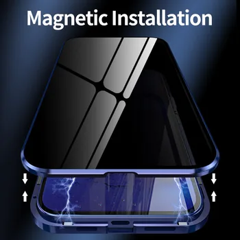 Iphone 12 Mini Metalo Magnetinių Grūdintas Stiklas Privatumo Telefono dėklas skirtas iphone 12 Pro Max iphone12 Pro Magnetas Apsauginis Dangtelis