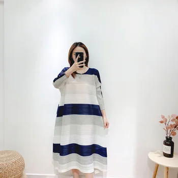 2020 m. rudens pradžioje, naujų Miyake plisuotos spausdinti suknelė plati konstrukcija korėjos mados plisuotos suknelė prarasti plius dydis moterų drabužiai