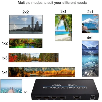 1080P HDMI suderinamus Ekrano Siuvinių Sienos Valdytojas 1x3 1x4 1x2 2x1 3x1 4x1 2x2 Vaizdo Siena Procesorius TELEVIZORIŲ Vaizdo Sujungimas