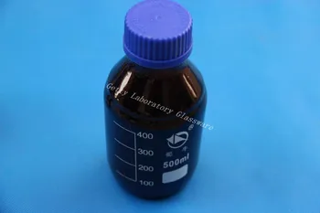 500mL Gintaro Ruda Lab Stiklo Reagento buteliuką w cokolis autoclavable, sunkiųjų sienos