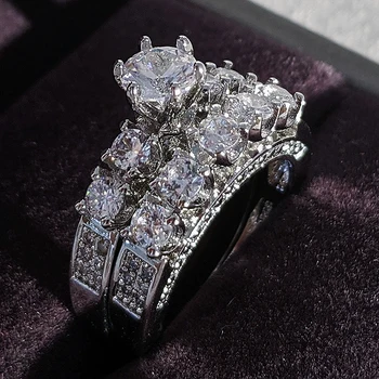 2021 naujas prabangus turas 925 sterlingas sidabro vestuvių žiedas rinkinys moterims lady jubiliejų dovana, juvelyriniai dirbiniai didmeninė Juodasis penktadienis R5505