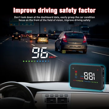 HUD Smart obd2 HUD OBD Head Up Display GPS Spidometras Vairavimo Kompiuterio Lengva Įdiegti greičio viršijimo Signalas priekinio Stiklo Voltag