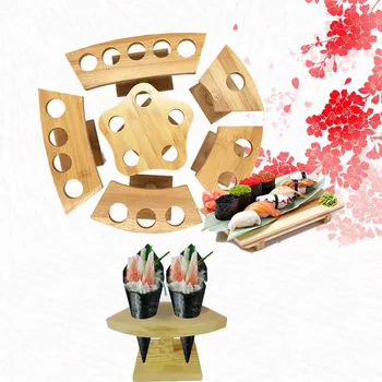 Suši Turėtojas Bambuko Stendas Suši Rėmas Su Penkių Savininkų Temaki Virtuvės Maisto Stendas Japonų Maisto produktų Laikymo Indai 1pcs