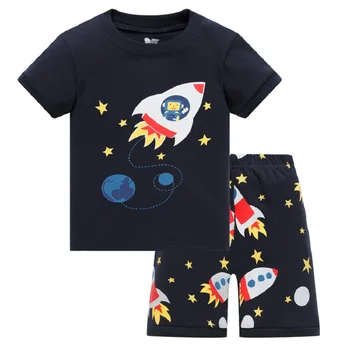 2020 Naujas vasaros Kūdikių Sleepwears Aukščiausios kokybės Kostiumai Berniukams trumpa Pižama, Vaikų Pižamos Raketų Animacinių filmų Pijamas Vaikams Drabužių rinkinys