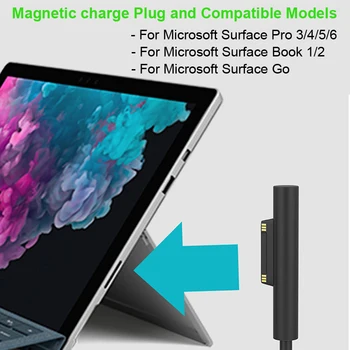 Nešiojamas Įkrovimo Kabelis Laido Microsoft Surface 6 5 4 3 USB C Tipo PD Maitinimo Adapteris Keitiklis Dc Kištukas Jungtis Paviršiaus Eiti
