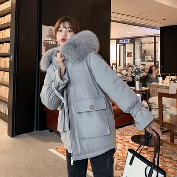 Naujas 2021 Metų Žiemos Mados Korėjos Stiliaus Pagrindinio Striukės, Paltai Moterims Šiltų Kailinių Apykaklė Kailis Purus Parkas Moterų Ponios Striukės Outwear