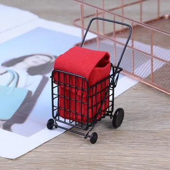 Mini geležies pirkinių cartshopping krepšelį modelis vaikams, kūdikių dovanų Žaislas 1:12 Lėlių mini Baldų Miniatiūriniai rement priedai