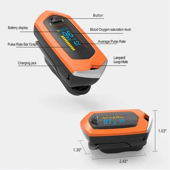 Nešiojamų Pulse Oximeter SpO2-Kraujo Deguonies Įsotinimo Metrų USB Įkrovimo Oximeter PR Širdies ritmo Monitorius OLED Piršto Oximeter