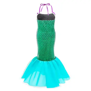 Mermaid Dress Up Suknelės Mergaitėms Shoulderless Raukiniai Undinėlė Kostiumai Vaikams Vaidmenų Žaidimas Komplektai
