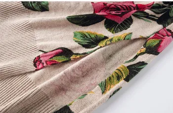 Rudenį, Žiemą Atsitiktinis Derliaus Šiltas Gėlių Knited Megztinis Suknelė 2020 Spausdinti 3XL Plius Dydis Moterų, Elegantiškas Bodycon Ilgai Vilnos Megztiniai