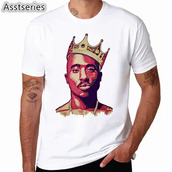 Azijos dydis Vyrai Moterys Spausdinti Tupac 2pac marškinėliai trumpomis rankovėmis O-Kaklo Balta Marškinėlius Hip-Hop Grobis harajuku Streetwear marškinėliai