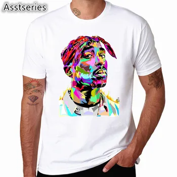 Azijos dydis Vyrai Moterys Spausdinti Tupac 2pac marškinėliai trumpomis rankovėmis O-Kaklo Balta Marškinėlius Hip-Hop Grobis harajuku Streetwear marškinėliai