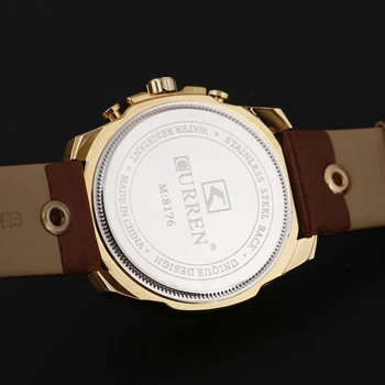 Curren 8176 Vyrų Laikrodžiai Top Brand Prabanga Aukso Vyrų Žiūrėti Mados Odinis Dirželis Lauko Atsitiktinis Sporto Laikrodis Su Big Perjungiklis