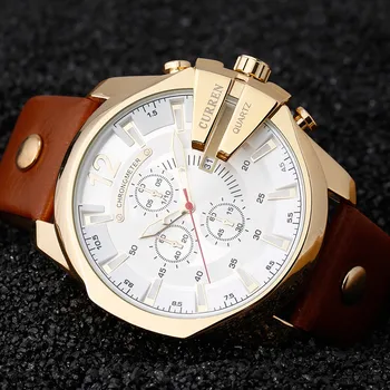Curren 8176 Vyrų Laikrodžiai Top Brand Prabanga Aukso Vyrų Žiūrėti Mados Odinis Dirželis Lauko Atsitiktinis Sporto Laikrodis Su Big Perjungiklis