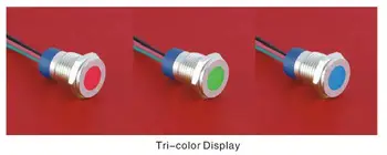 ONPOW 12mm atsparumas Vandeniui IP67 Butas Trijų spalvų RGB Pilotas lempos 6 V, 12V, 24V LED lemputė (GQ12T-D/Y/RGB/S)