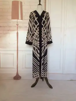 Mados Musulmonų Abaja Spausdinti Visą Suknelės Medvilnės Megztinis Kimono Ilgas Chalatas, Chalatai Tunika Artimųjų Rytų Ramadanas Islamo Maldos Drabužiai