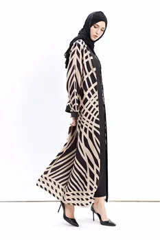 Mados Musulmonų Abaja Spausdinti Visą Suknelės Medvilnės Megztinis Kimono Ilgas Chalatas, Chalatai Tunika Artimųjų Rytų Ramadanas Islamo Maldos Drabužiai