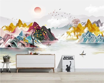 Beibehang Pritaikyti naujas abstrakčias rašalo kraštovaizdžio briedžių kraštovaizdžio TV foną papel de parede sienos dokumentų namų dekoro
