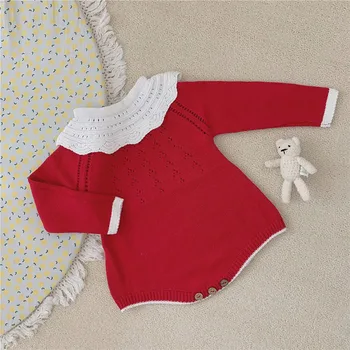 Baby Girl Rudens Žiemos Trikotažo Bodysuit Mados Baby Girl Drabužiai Bamblys Rudenį Aprangą Ilgomis Rankovėmis Megztinis Playsuit Europos Stilius