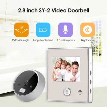 2.8 colių LCD HD Skaitmeninis Doorbell Kamera 1.3 MP Smart Elektroninių Akutė Naktinio Matymo Durys Akių 150 laipsnių Vaizdo Kamera Žiūrovas