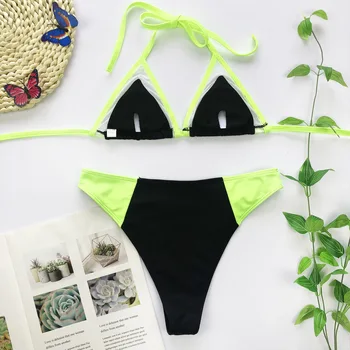Seksualus micro bikini nustatyti 2020 m. Neoninė žalia maudymosi kostiumėlį moteris Trikampis maudymosi kostiumėliai moterims Tinklelio mini maudymosi kostiumą kratinys apynasrio biquini
