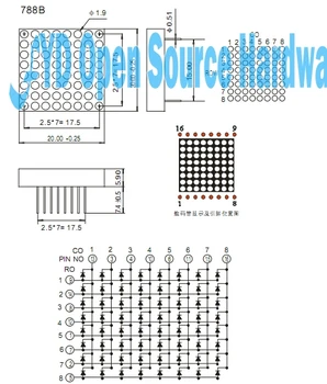 10 vnt 8x8 8*8 Mini Dot Matrix LED Ekranas, Raudona Bendro Anodo Skaitmeninės Vamzdis 16-pin 20mmx20mm 1.9 mm 
