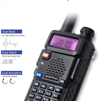 Baofeng UV-5R 3800 MAh 5W Walkie Talkie UHF400-520MHz VHF136-174MHz Nešiojamų Du Būdu Radijo Kumpis UV5R CB Radijo UV 5R Medžioklės Radijas