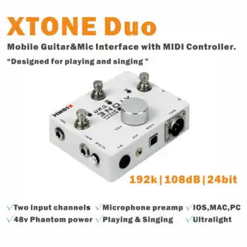 XTONE Duo 192K Mobiliojo Gitara & Mic Sąsaja, skirta iphone/VNT Su MIDI Kontrolės & Preamp & 48V Phantom Power & Ultra Low Latency