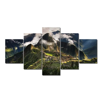 Drobė HD Spausdinti Tapyba Kambarį Apdailos 5 vnt Maču Pikču Peru Kalnų Nuotraukos Debesų Kalnų Kraštovaizdžio Plakatas Sienos
