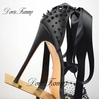 Doris Fanny dizaineris strappy smeigės seksualus aukštos obcasie PVC aišku, aukštakulniai juodos stiletto Moterų batai 10cm, 12cm 8cm