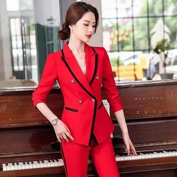 2020 naują pavasario ir rudens aukštos kokybės profesionalius kelnės kostiumas moteriškas Atsitiktinis mados ponios švarkas Elegantiškas biuro darbo drabužiai