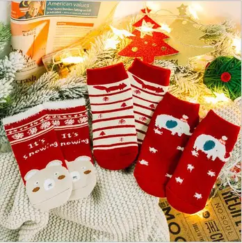 3Pairs pack vaikų kojinės didmeninės nauja rudens žiemos Kalėdų animacinių filmų terry rankšluostį kojines storas šiltas, berniukai, mergaites, vaikai, kojinės