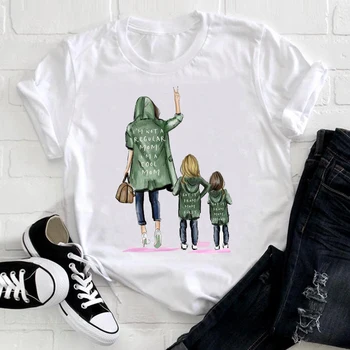 Moterų Animacinių filmų 90-ųjų Stiliaus Mielas Miela Mergina, Dukra, Mama, Mama Mama, Drabužiai, Spausdinimo Tee Viršuje Marškinėlius Moterų Ponios Grafinis T-shirt