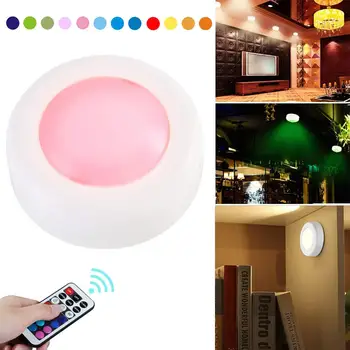 Belaidžio LED Puck Apšvietimas RGB 13 Spalvų Pritemdomi Touch 