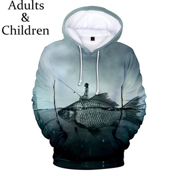 Madinga 3D žuvies patogus puloveriai vyrai moterys mados 3D hoodies vaikų berniukų, mergaičių rudens žiemos gobtuvu Juokinga streetwear