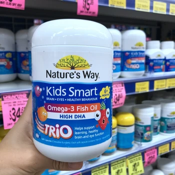 Australijos Gamtos Vaikai Vaikai Smart Omega 3 Žuvų taukai (EPA DHA Papildas Sveikam Smegenų, Akių, Smegenų Nervų Sistemos Vystymąsi
