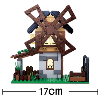 Viduramžių pilį, miesto serija vėjo malūnas Kovos Menų Srityje Ūkių Karvių Pritaikyti Kaliausė Plytų Rinkinys Statyba Blokai Žaislai Vaikams