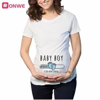 Baby Girl Pakrovimo Moteris Nėščia Atspausdinta Marškinėliai Mama Motinystės Trumpas Rankovės Nėštumo Skelbimas Viršūnes Tee Juokinga Drabužiai