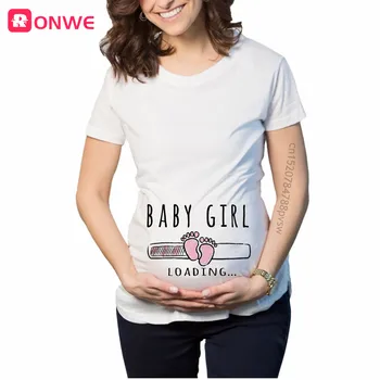 Baby Girl Pakrovimo Moteris Nėščia Atspausdinta Marškinėliai Mama Motinystės Trumpas Rankovės Nėštumo Skelbimas Viršūnes Tee Juokinga Drabužiai