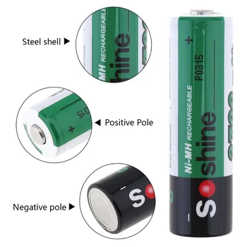4pcs Soshine 1.2 V AA 2700mAh NIMH Baterijos 2A Ni-MH Akumuliatoriai LED Žibintuvėlis + Nešiojama Baterija Atveju Saugojimo Dėžutė