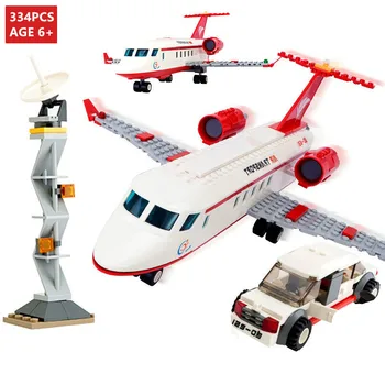 334Pcs Miesto Lėktuvo Oro Autobusų Plokštumoje Modelis Statybinių Blokų Rinkinius įrangos pardavimas, kanceliarinės prekės Vaikams Brinquedos Sumos Švietimo Žaislai Vaikams