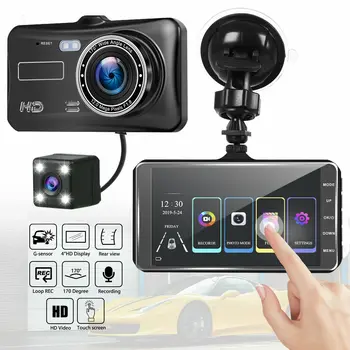 Brūkšnys Cam Automobilių DVR Camera, Dual Objektyvas HD 1080P Auto Skaitmeninis Diktofonas, Vaizdo Kamera, Dashcam IPS Jutiklinį Ekraną, G-Sensorius, WDR Automobilių skaitmeniniai vaizdo įrašymo įrenginiai