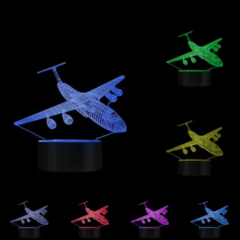 3D Efektas Lėktuvo Dizaino Optinė iliuzija Naujovė Naktį Šviesos Pilotas Dovana Vyrams Kapitonas Plokštumos Meilužis Modernus Dekoro Stalo Lempa