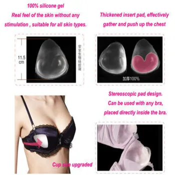 Silikono Trikampis Bikini Maudymosi Kostiumėlį Liemenėlė Įterpti Pagalvėlės Push Up Breast Enhancer Apatiniai Keičiamajame Invisable Moterų Liemenėlės Įklotai 1 Pora