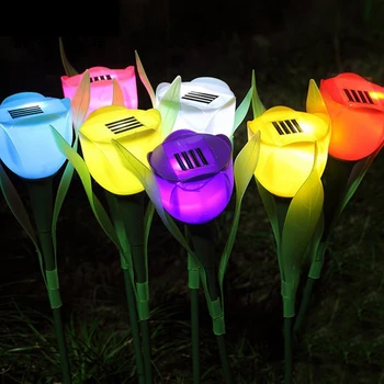 8 Spalvų Lauko Saulės Energijos LED Vejos Spalvingas Tulpių Žiedai Lempos Sodo Naktį Šviesos Kieme Kelias Kraštovaizdžio Puošmena
