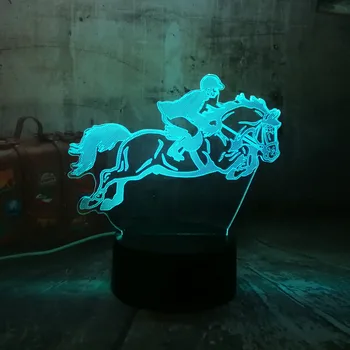 Naujas Jojimas Žirgais, Jodinėjimas 7 Spalvų Keisti 3D Vaizdo LED Nakties Šviesos Vaikai Touch USB Stalo Lempa Kūdikis Miega Dekoro Sporto lempos