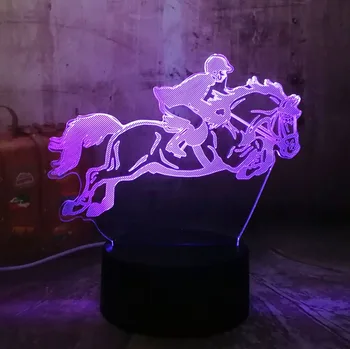 Naujas Jojimas Žirgais, Jodinėjimas 7 Spalvų Keisti 3D Vaizdo LED Nakties Šviesos Vaikai Touch USB Stalo Lempa Kūdikis Miega Dekoro Sporto lempos